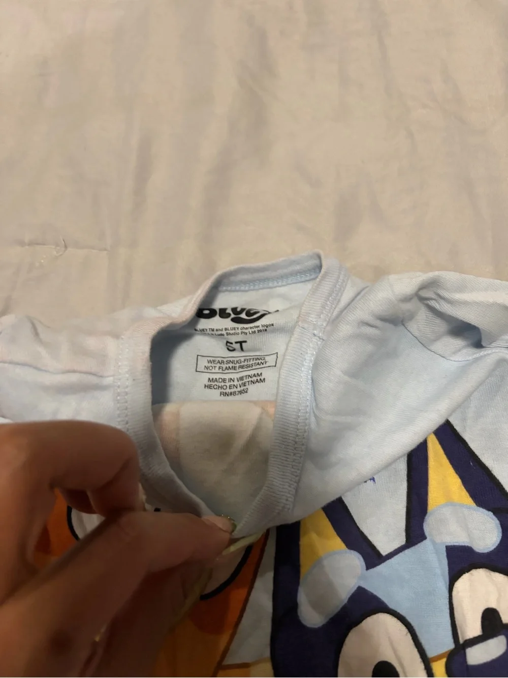 Bluey Light Blue Cartoon Character Kids Pajama Set - 2-Piece Sleepwear